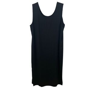 Vintage Jones & Co. Black Silk Shift Midi Dress Sleeveless Pullover Y2K sz 12